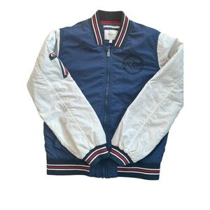 Boys Pepe Jeans London Colorblock Bomber Jacket Navy White Red Size 12/152 Warm